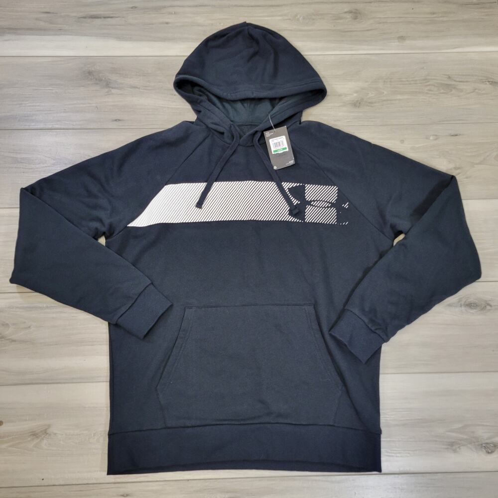 Under Armour Hoodie Men's Large Black Rival Fleece Graphic New